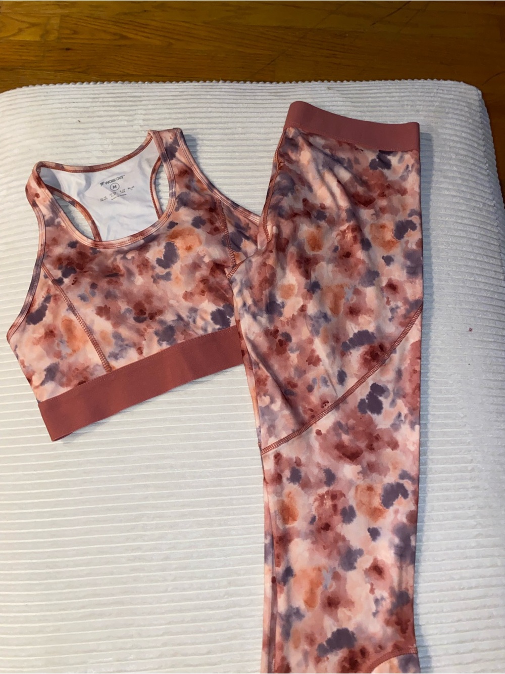 Women's Pink Multi-Color Printed Sports Bra and Legging Set
